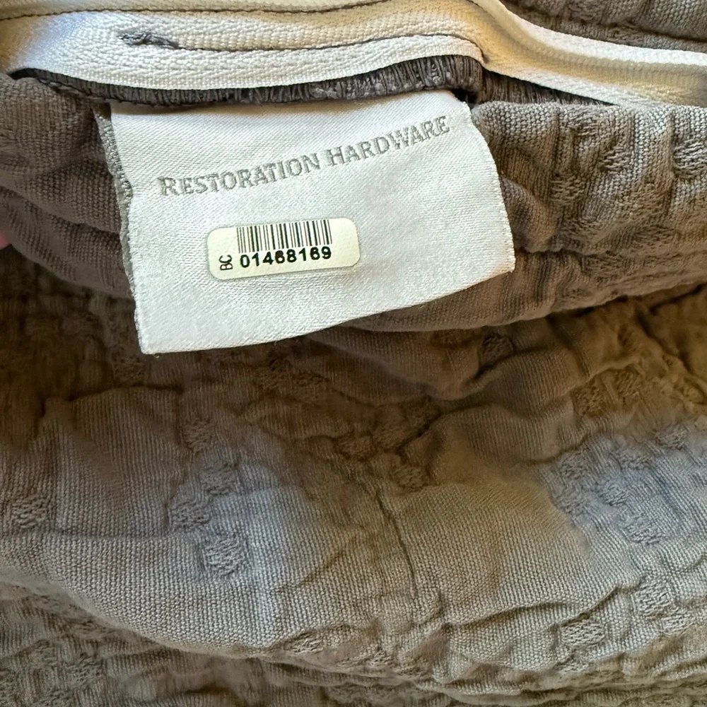 Restoration Hardware Gray Quilted Pillow Covers - 2